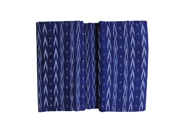 Sambalpuri Handloom Cotton Fabric - 2.5 Meters Attractive Blue Color Wave Type Weave Soft Texture Washable Ideal For Dresses And Home Furnishings