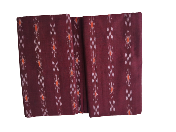 Brown Ghl Guendicha Haat Sambalpuri Certified Handloom Cotton Fabric (Tara Pasapali )