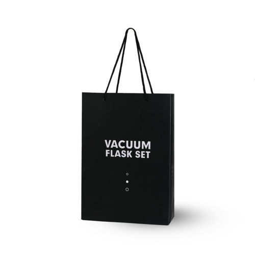Black Vacuum Flask Gift Set Bottle With 3 Cups Size: 500 Ml