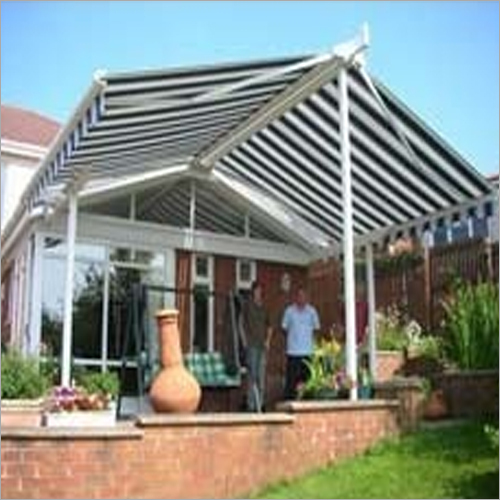 Hut Awning - PVC Coated, Waterproof, Fireproof, Free Standing | Black & White, Manual Operation, Versatile for Outdoor Gatherings