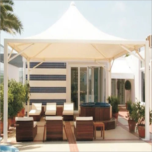 Gazebo Tensile Structure - Pvc Material, Modular Build, Paint Coated Finish, Color: White | Ideal For Various Outdoor Settings