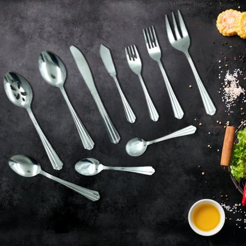 Stainless Steel Flatware Set - 45-piece Stylish Cutlery Collection | Durable Premium Color Coating, Ideal For Families And Special Occasions
