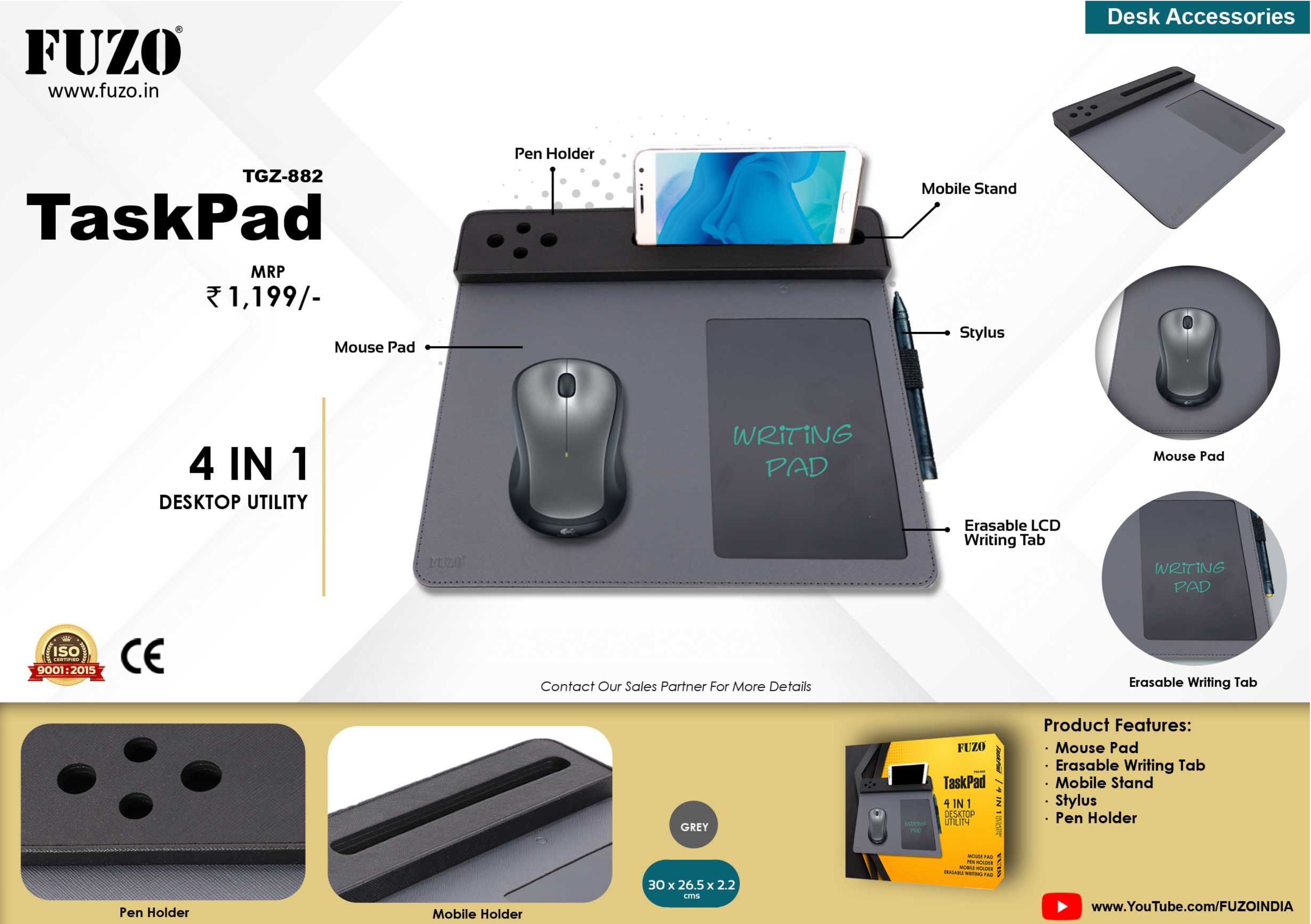 Square Mouse Pad With Mobile Holder