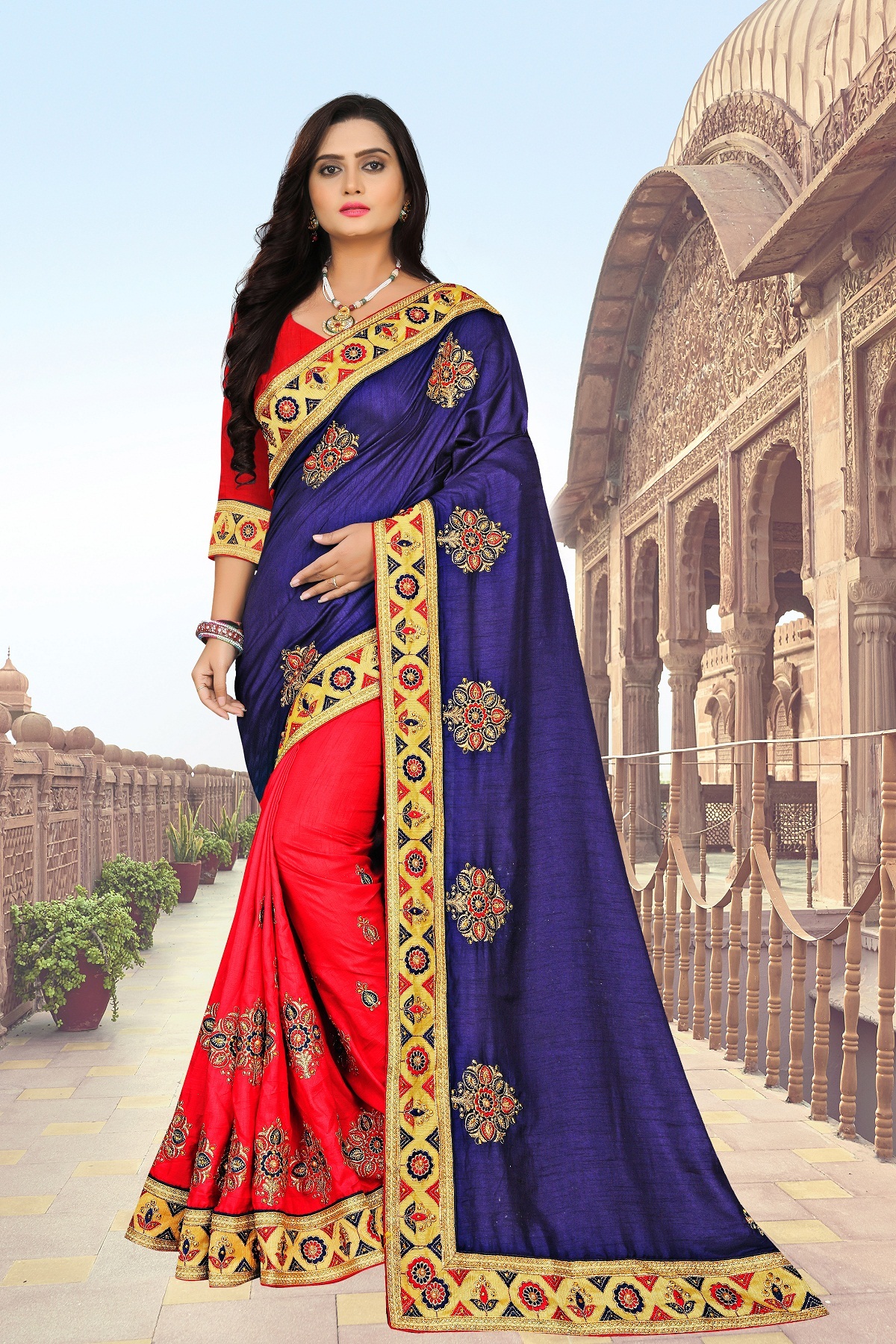 All Designer Embrodery Women Silk Saree
