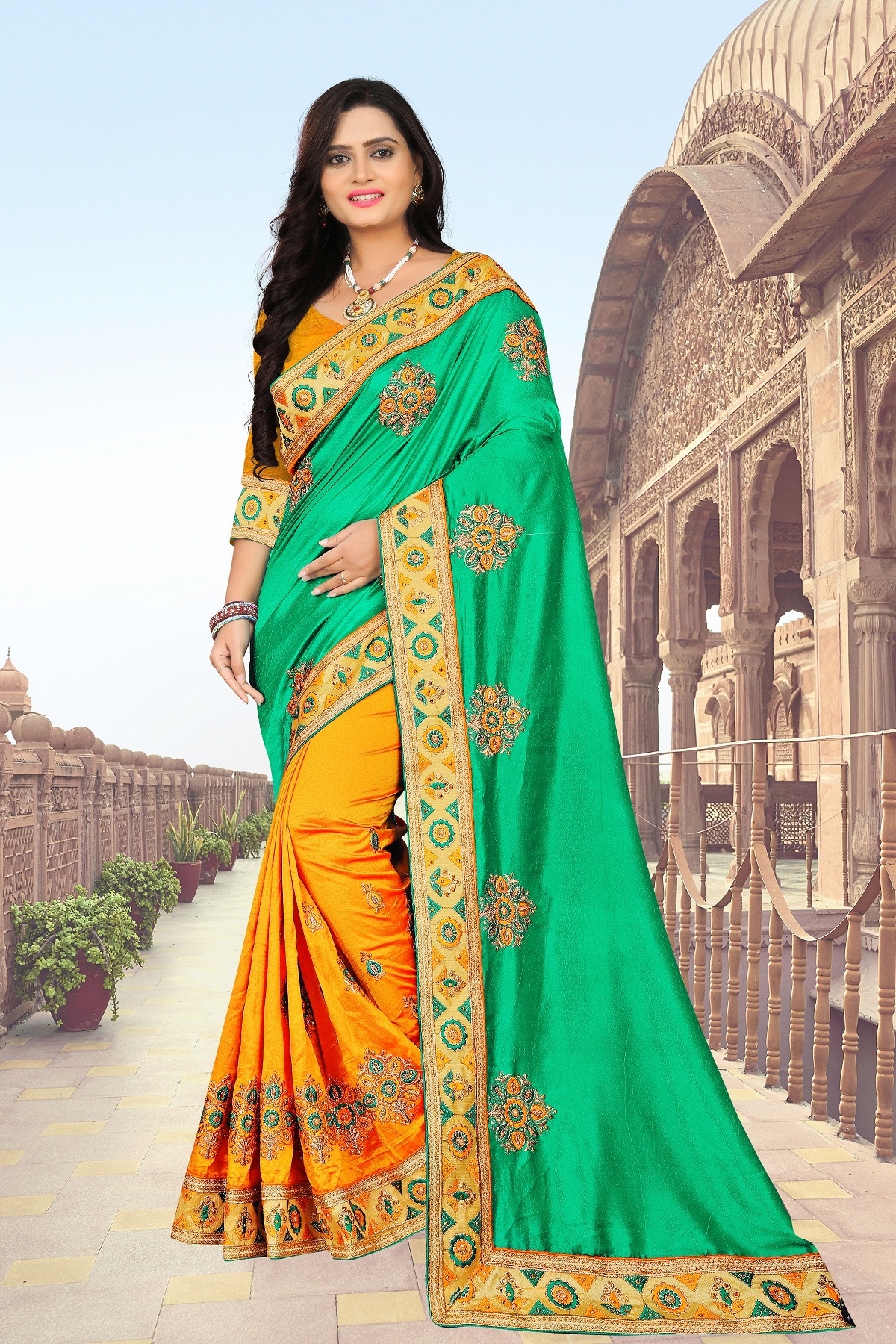 All Designer Embrodery Women Silk Saree