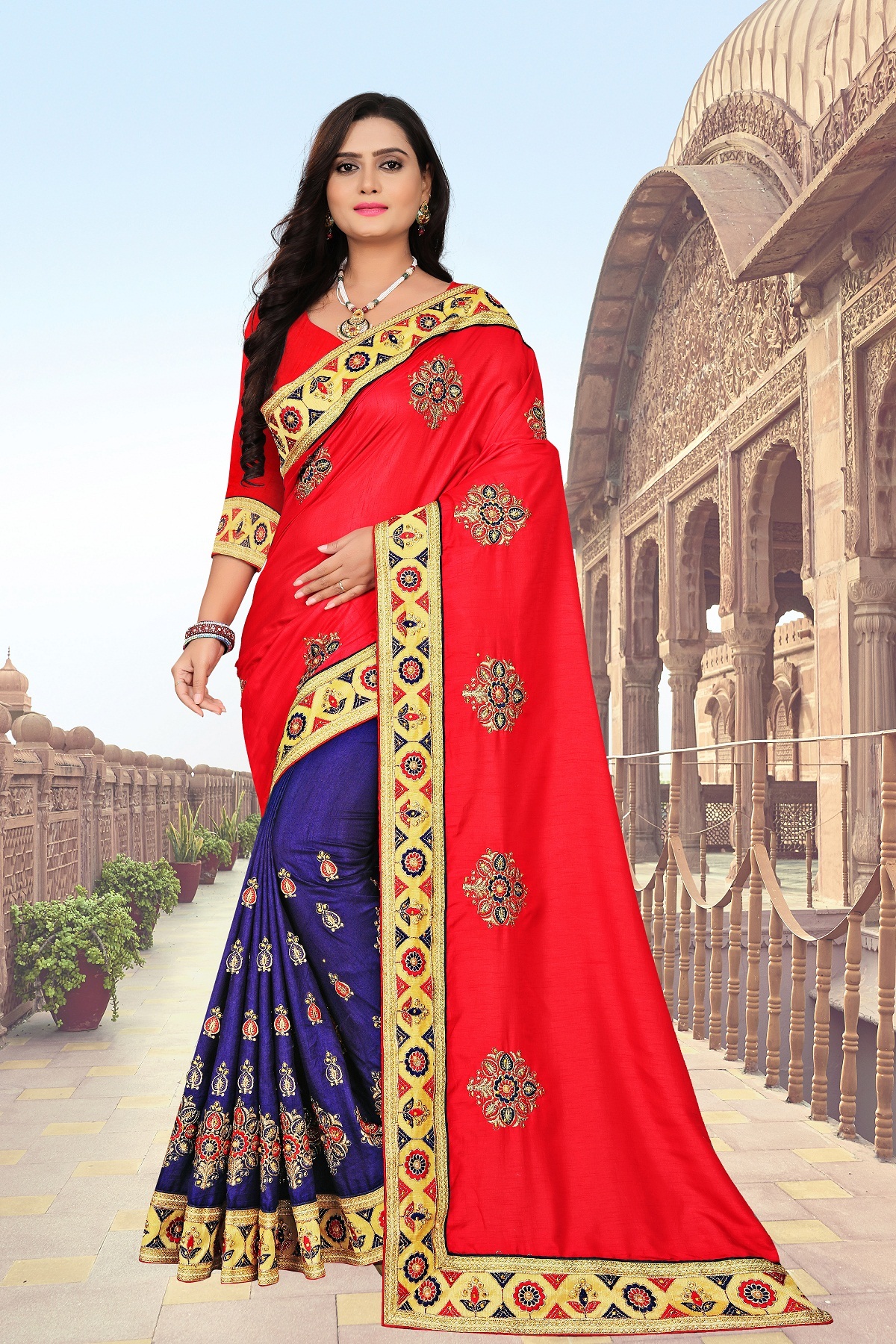 All Designer Embrodery Women Silk Saree