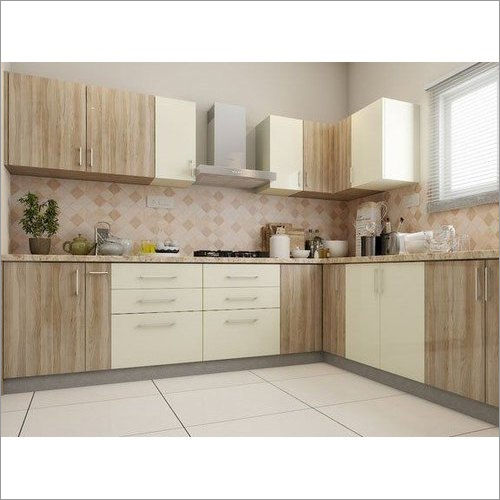 Easy To Clean L Shaped Wooden Modular Kitchen