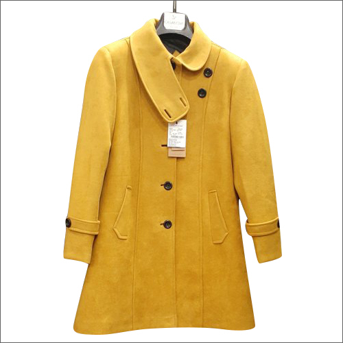 Indian Ladies Mustard Yellow Woolen Coat