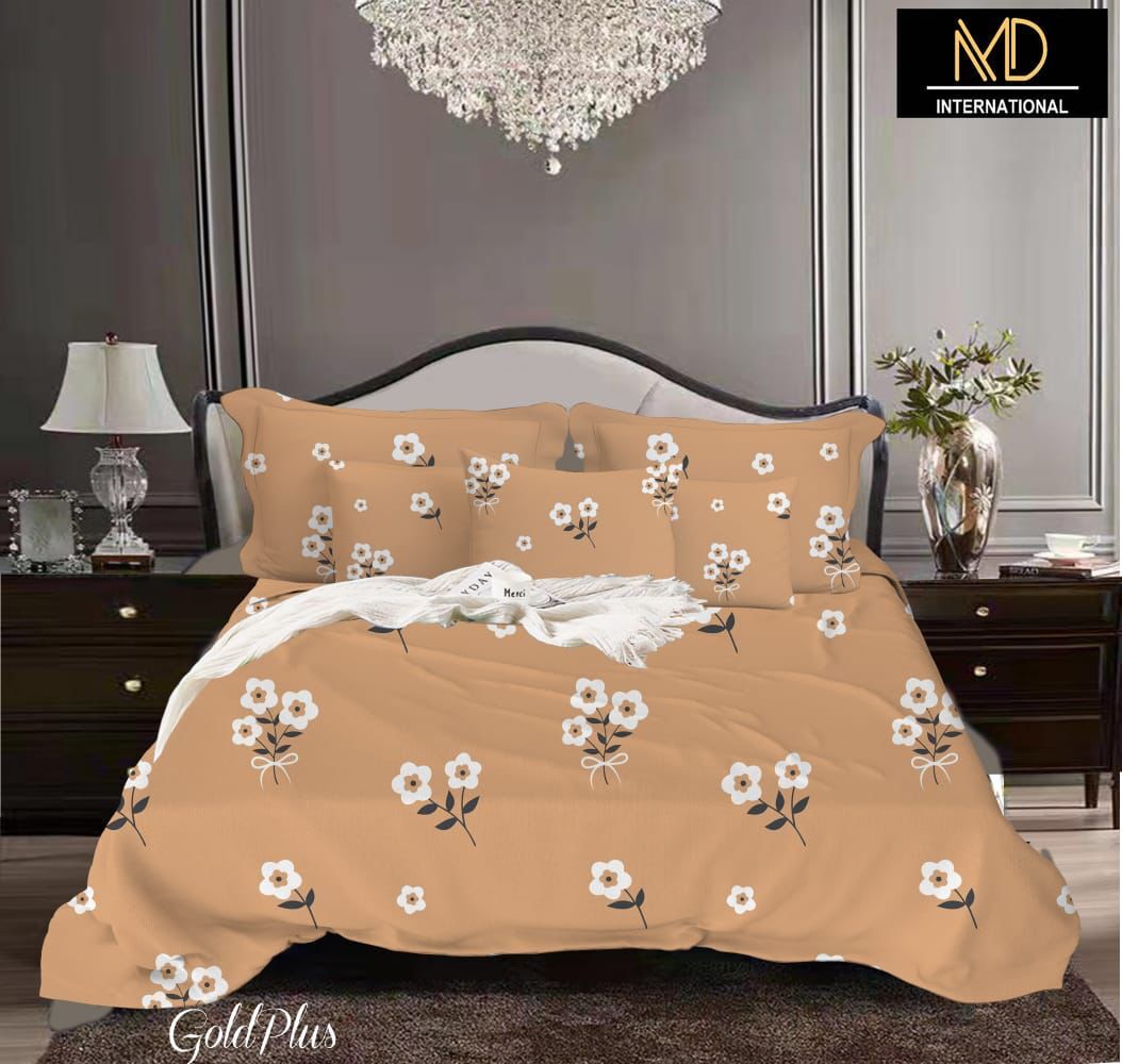 Three D Print 3 Pc Sets - Microfiber Polyester Bed Cover 90x108 Cm , Multicolor Printed Design With Two Soft Pillows For Home And Hotel Use