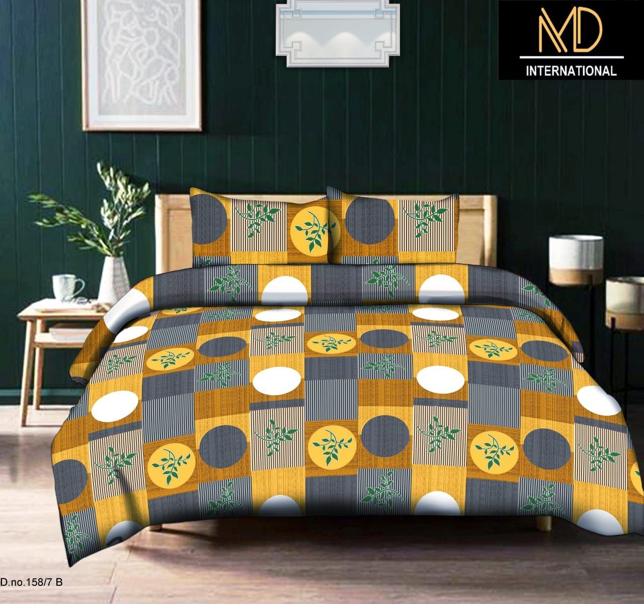 Three D Print 3 Pc Sets - Microfiber Polyester Bed Cover 90x108 Cm , Multicolor Printed Design With Two Soft Pillows For Home And Hotel Use