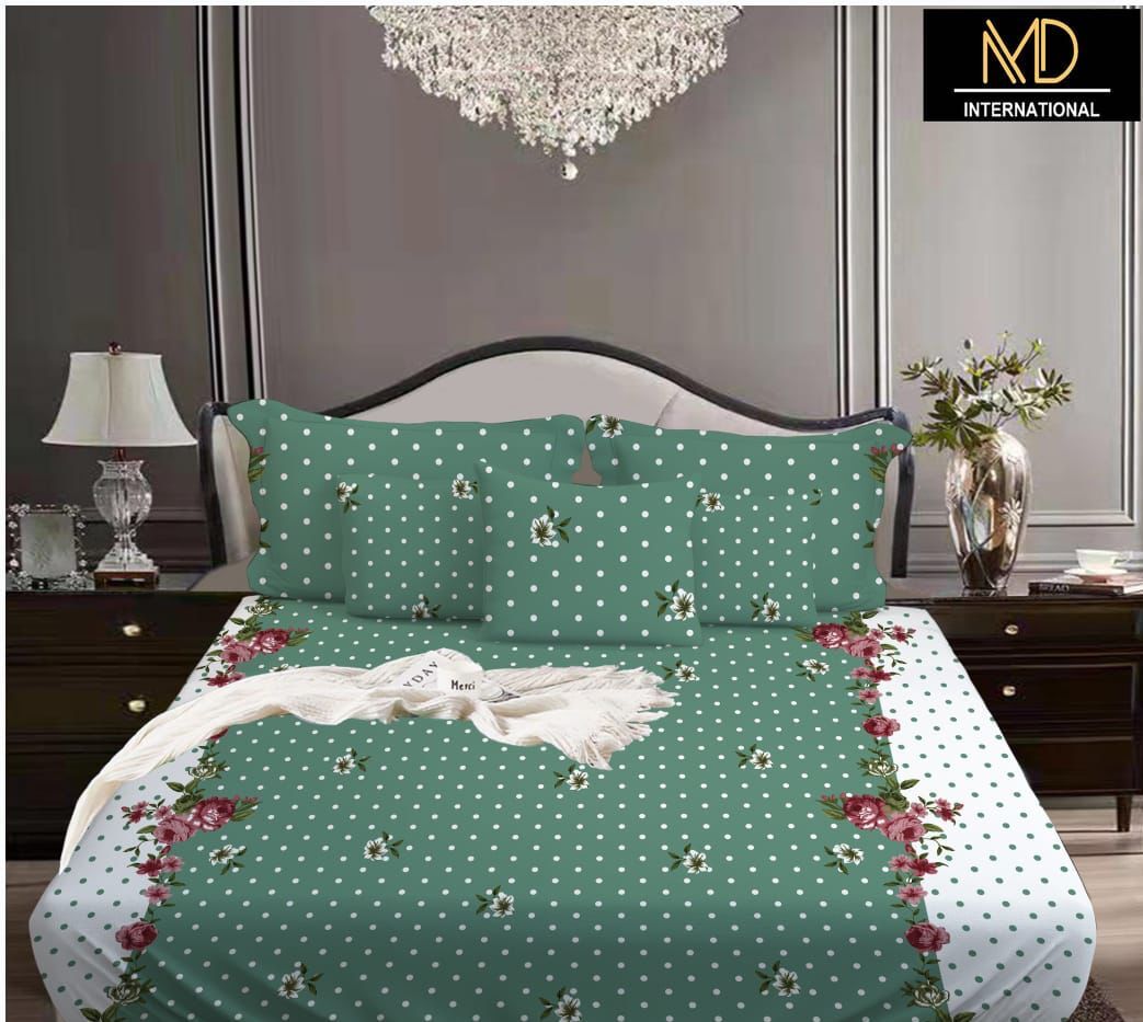Three D Print 3 Pc Sets - Microfiber Polyester Bed Cover 90x108 Cm , Multicolor Printed Design With Two Soft Pillows For Home And Hotel Use
