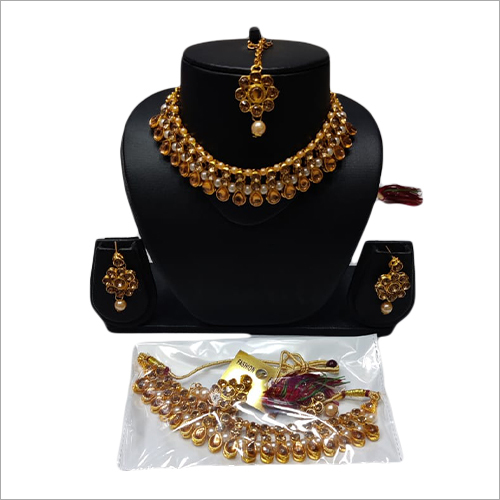 Antique Necklace Set - Customized Size, Elegant Pearl Embellishments, Ideal for Wedding and Engagement Parties, Complements All Indian Attire