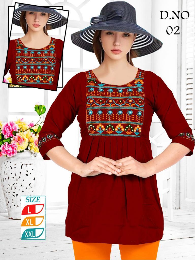 Fancy Kurti - Rayon Fabric, Size L-xl With Intricate Embroidery Work | Breathable, Casual Design For Ladies