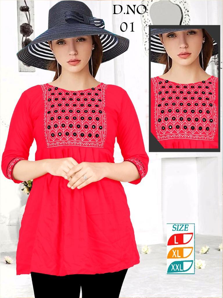 Fancy Kurti - Rayon Fabric, Size L-xl With Intricate Embroidery Work | Breathable, Casual Design For Ladies