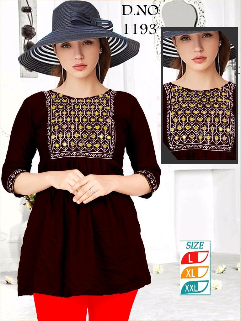 Fancy Kurti - Rayon Fabric, Size L-xl With Intricate Embroidery Work | Breathable, Casual Design For Ladies