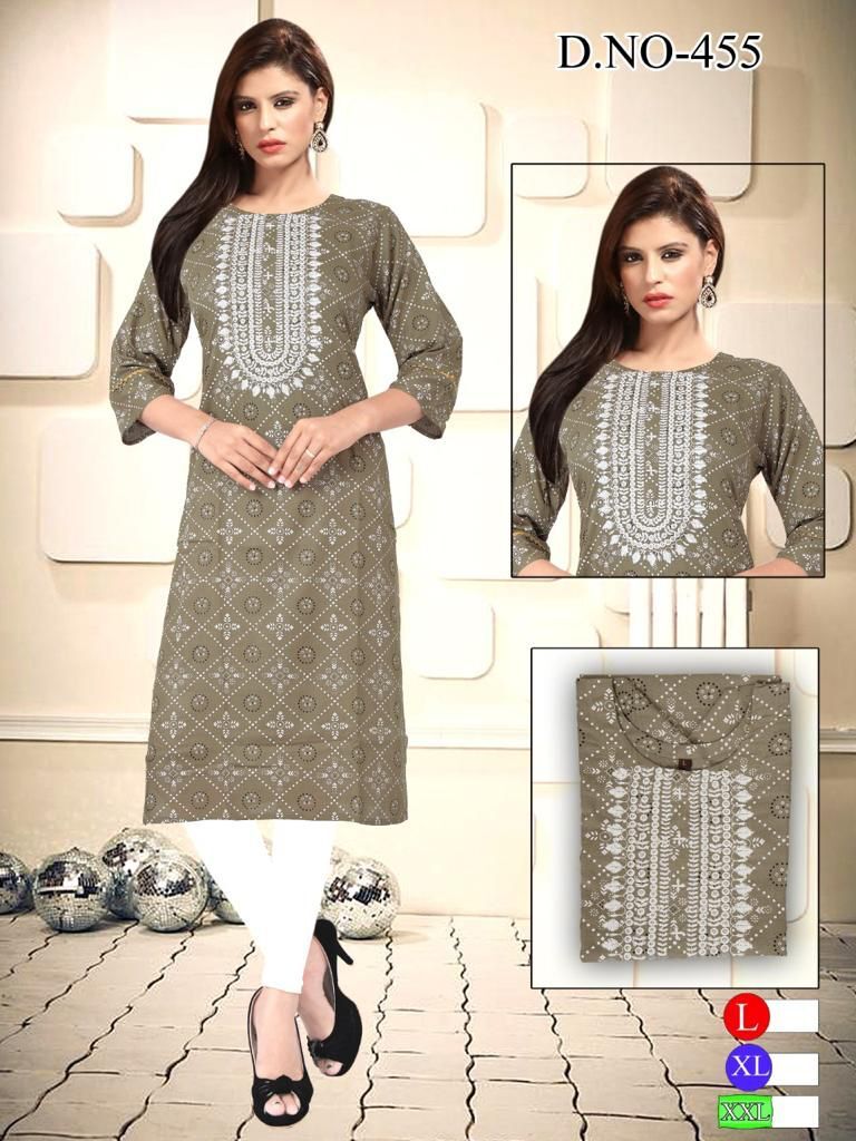 Embroidery Work Kurtis - Cotton Fabric, Size L/xl, Two-tone Color Design | Breathable, Long Sleeve, Customizable Logo, Formal Style