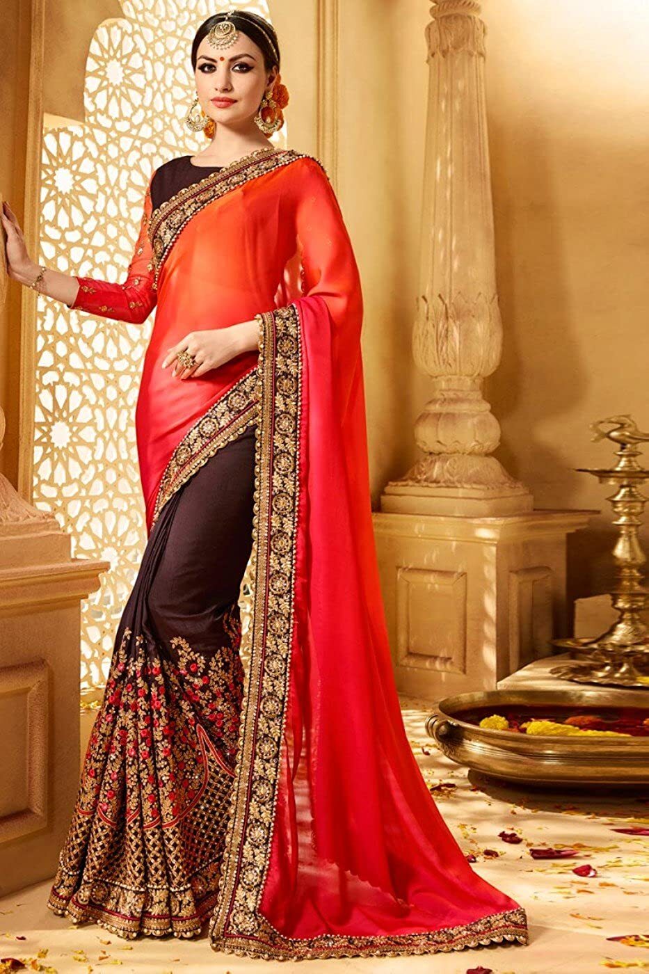 All Exlclusive Designer Embrodery Georgette And Sai Chiffon Saree