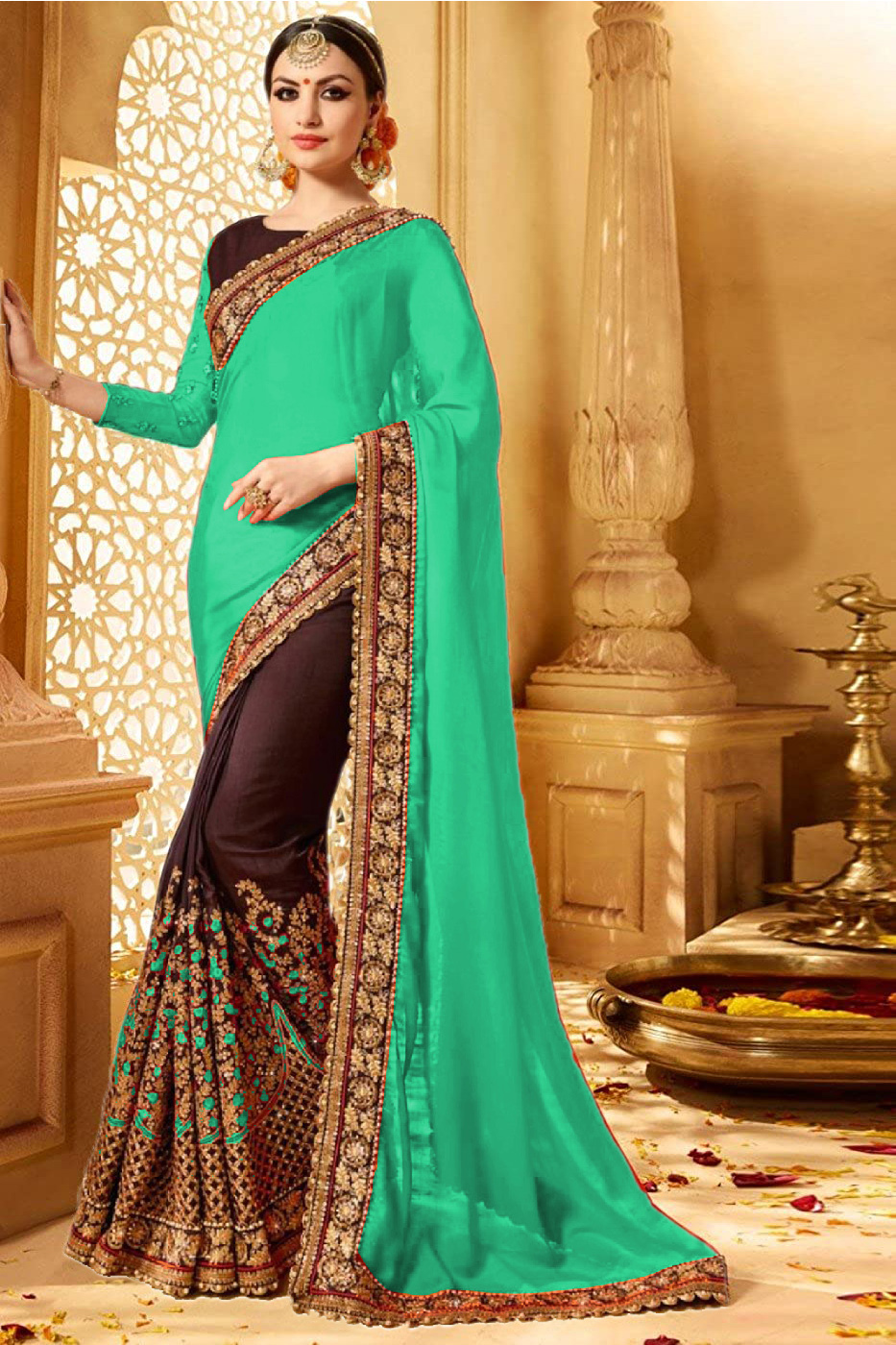 All Exlclusive Designer Embrodery Georgette And Sai Chiffon Saree
