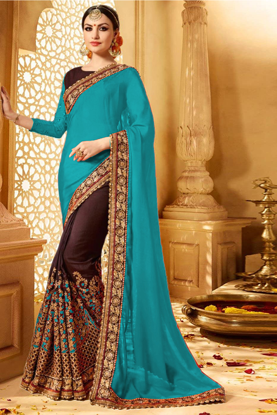 All Exlclusive Designer Embrodery Georgette And Sai Chiffon Saree