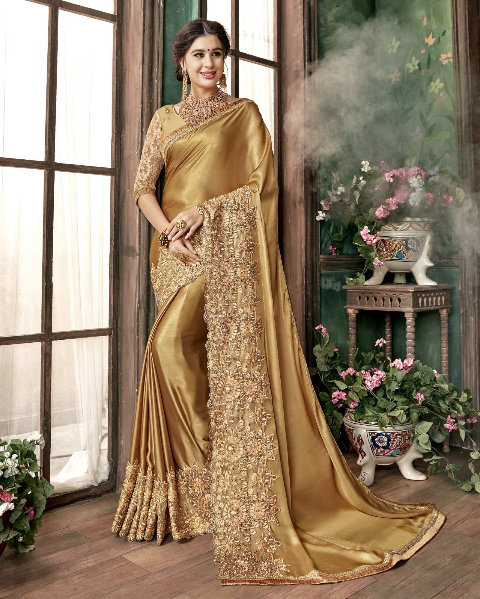 Exlclusive Designer Embrodery Women Silk Malai Saree