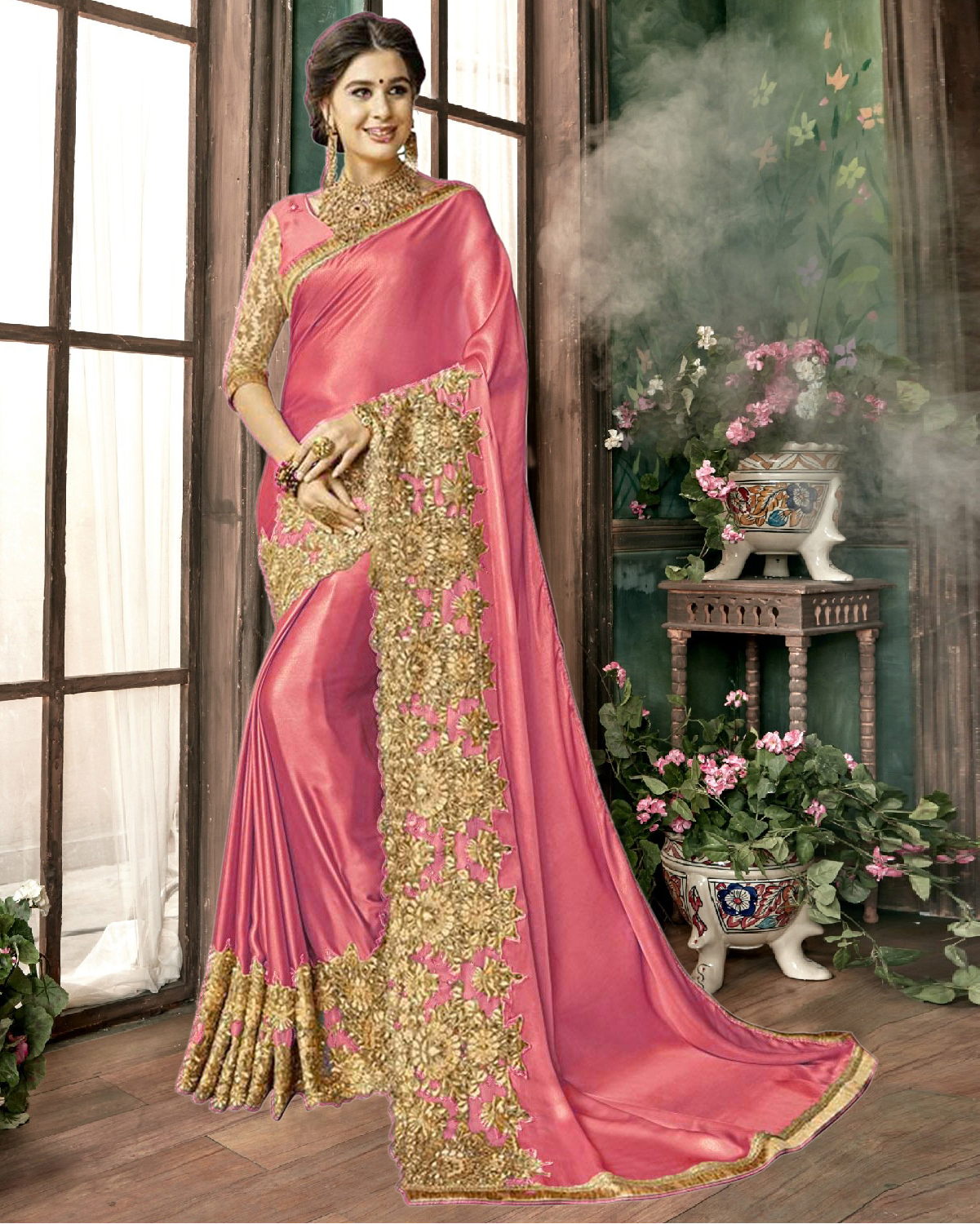 Exlclusive Designer Embrodery Women Silk Malai Saree