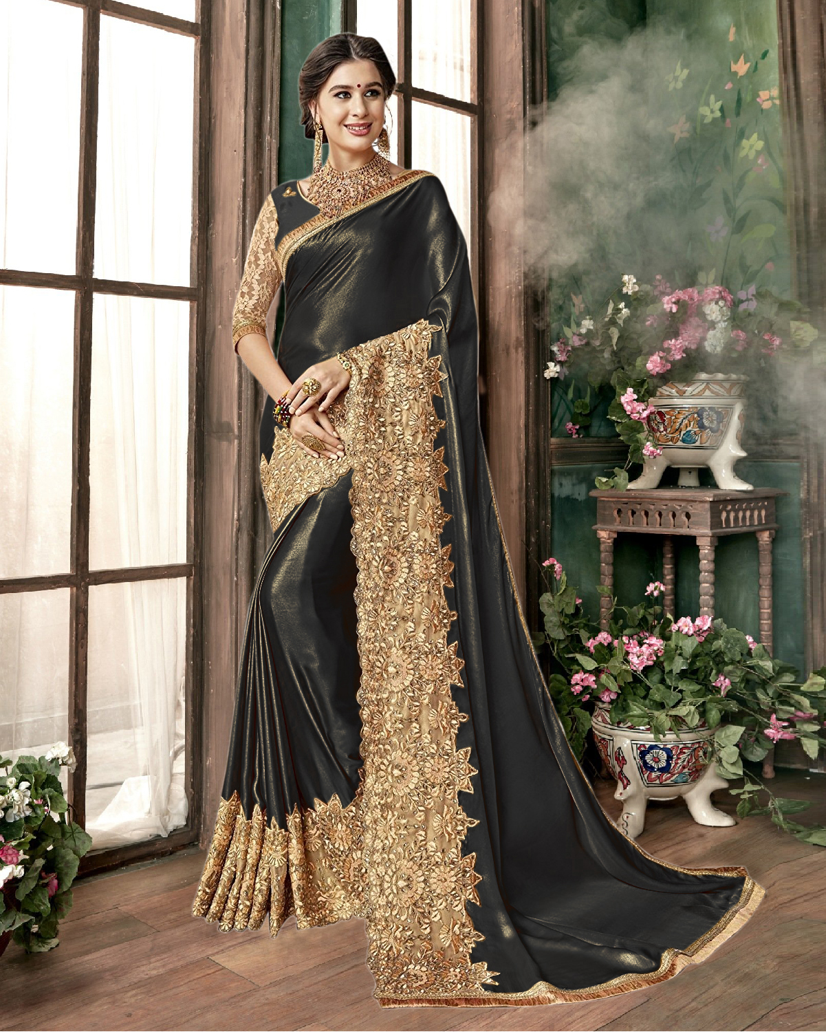 Exlclusive Designer Embrodery Women Silk Malai Saree