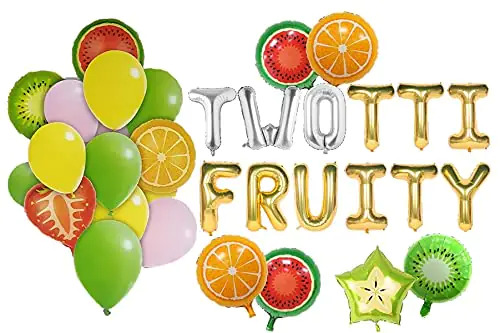 Fruity Summer Balloon Bouquet - Multi-color Foil Design, 10 Round Latex Balloons