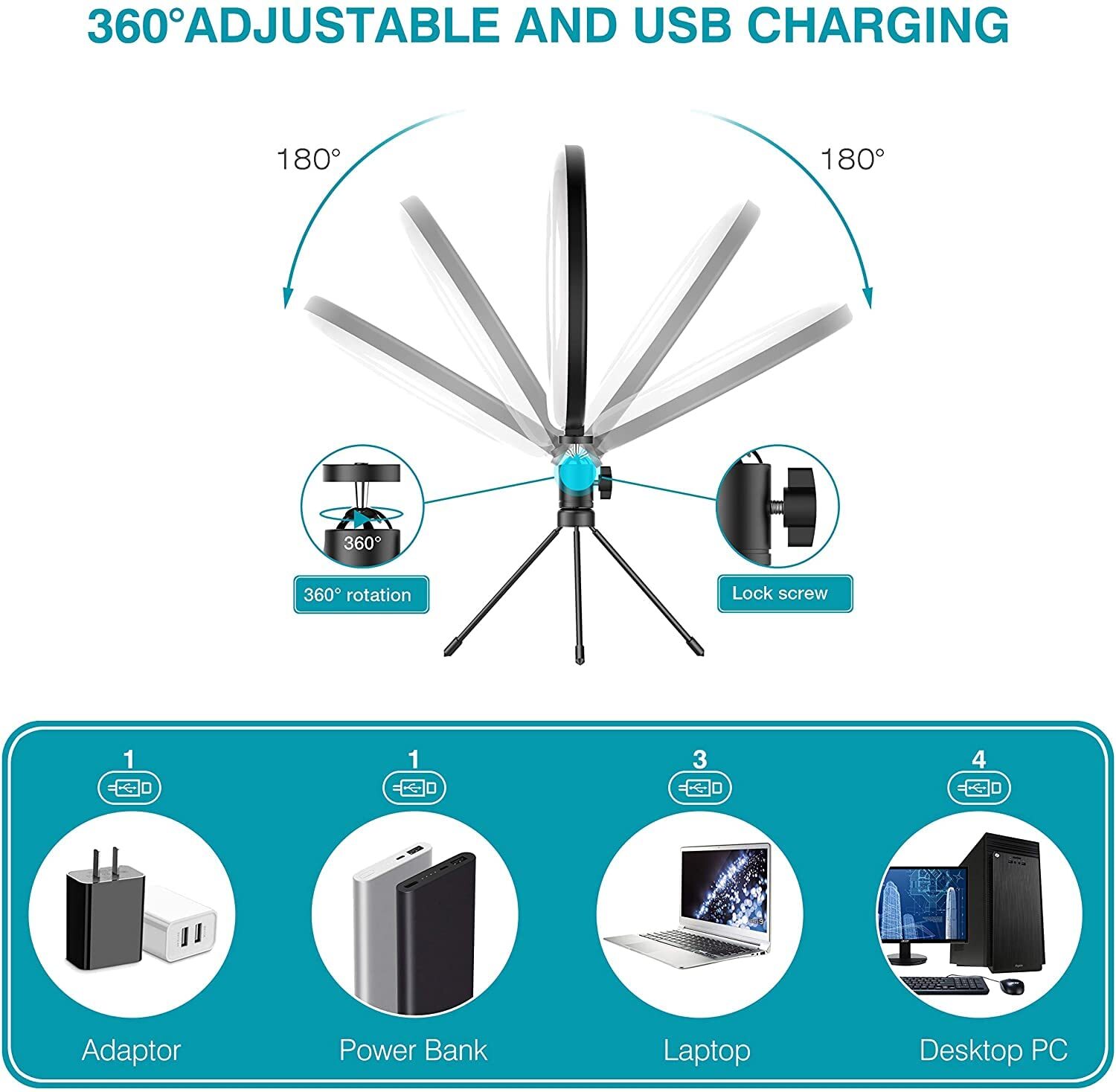10 Inch Ring Light - Smd Led, 10 Inches, Color Temperature: 3200-5600k | Adjustable Brightness, Soft Lighting, Portable Design, Versatile Usage