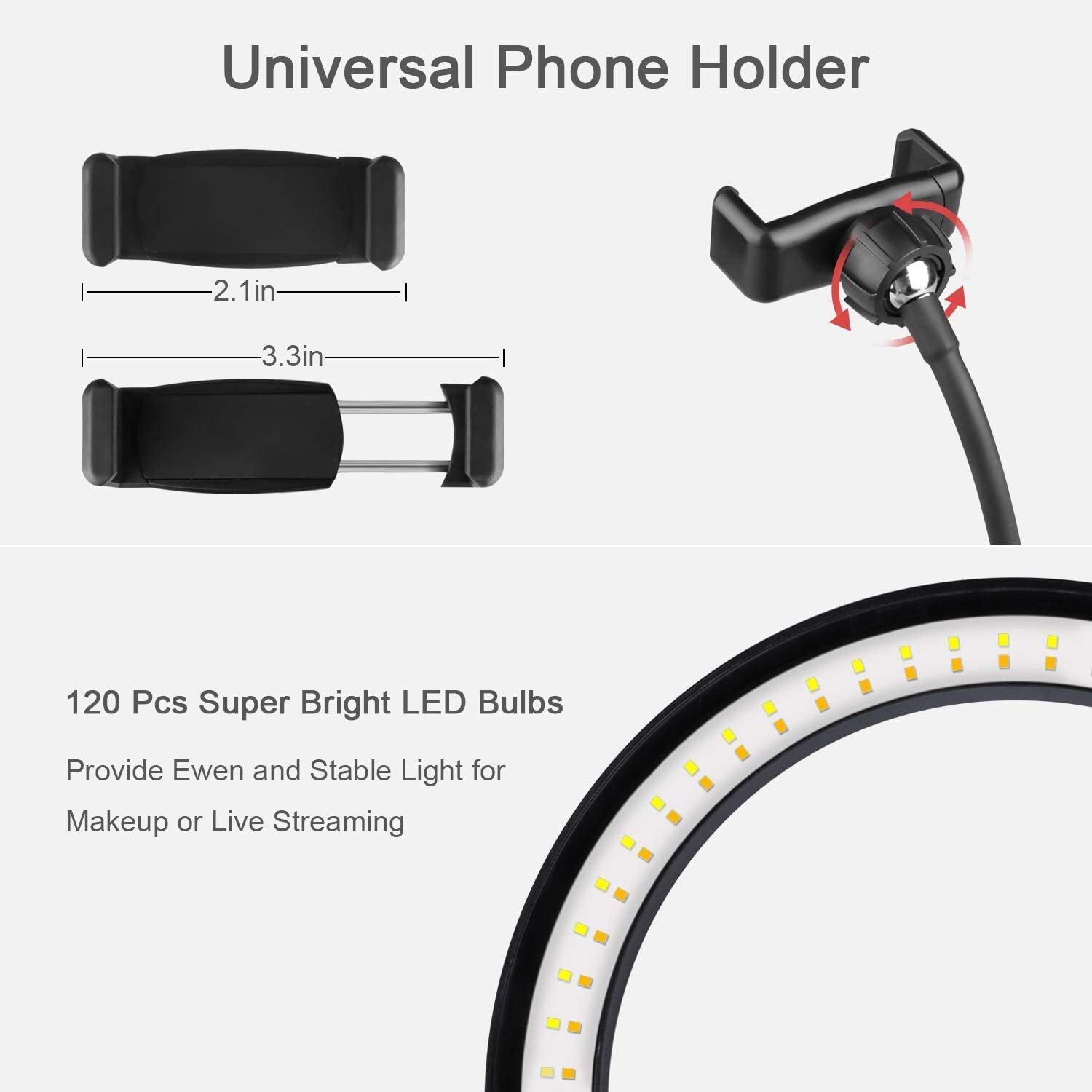 10 Inch Ring Light - Smd Led, 10 Inches, Color Temperature: 3200-5600k | Adjustable Brightness, Soft Lighting, Portable Design, Versatile Usage