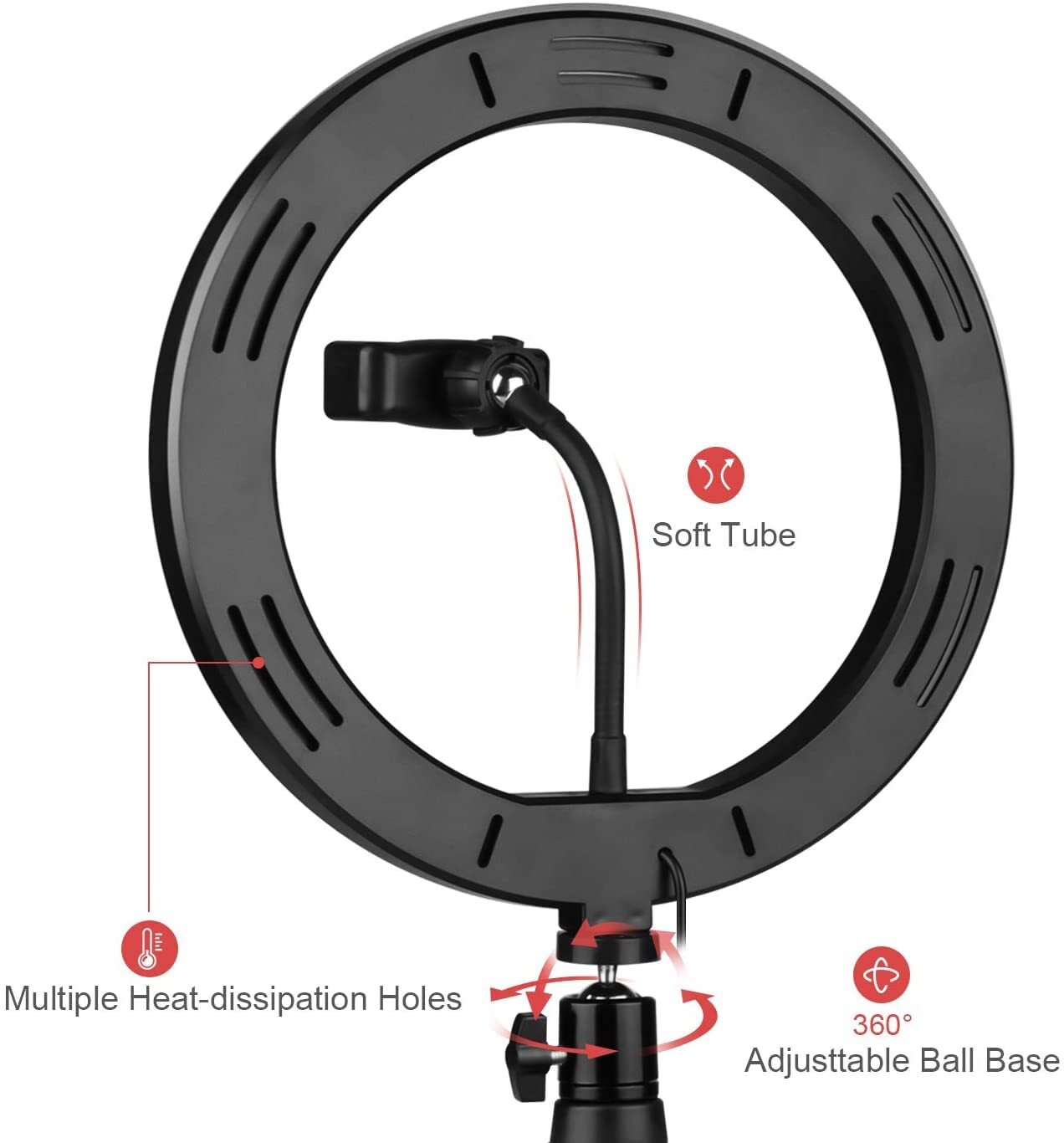10 Inch Ring Light - Smd Led, 10 Inches, Color Temperature: 3200-5600k | Adjustable Brightness, Soft Lighting, Portable Design, Versatile Usage