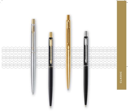 Click On/Click Off Action Gold Trim Parker Classic Matte Black Ball Pen