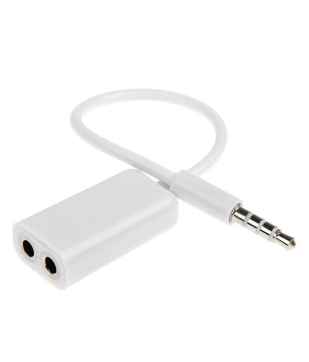 Aux Splitter White - 2 Port, 1m Length, Plastic Material | Audio Sharing, Portable Design, Wide Device Compatibility, Family Friendly