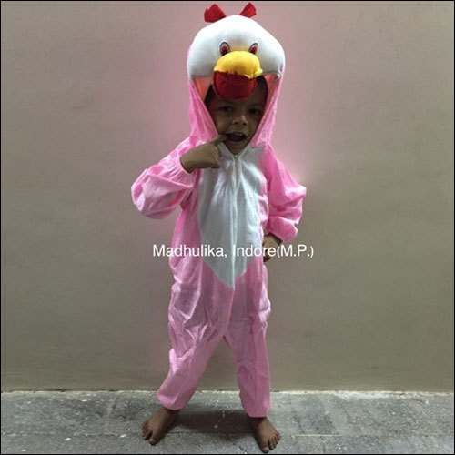 Duck Costume - Cotton, Customized Size | Plain Pattern, Full Sleeves, Pink & White Color, Breathable, No Fade, Washable, Cool Pass