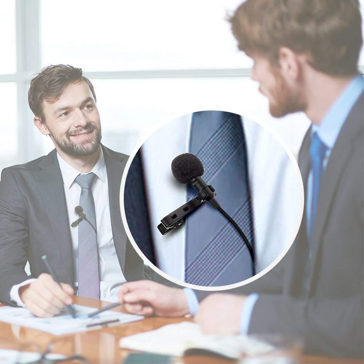 Collar Mic - 3.5mm Aux Clip Microphone, 1.2 Meter Length, Sleek Black Color, Wired Connectivity, Noise Cancellation For Voice Recording