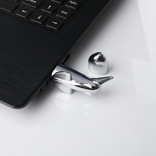 Silver Aeroplane Shape Metal Pendrive Shell
