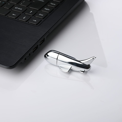 Silver Aeroplane Shape Metal Pendrive Shell