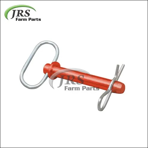 Orange Hitch Pin With R-pin - Steel Material, Painted Surface Treatment | Durable Tractor Linkage Part