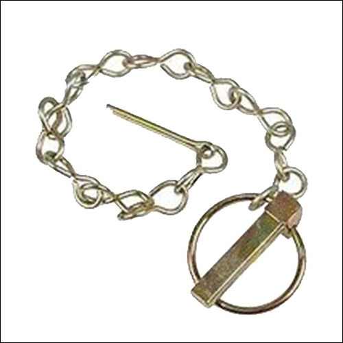 Square Head Linch Pin With Chain - Steel Material, Golden & Silver Finish | Painted Surface Treatment, Ideal For Tractor Linkage Parts
