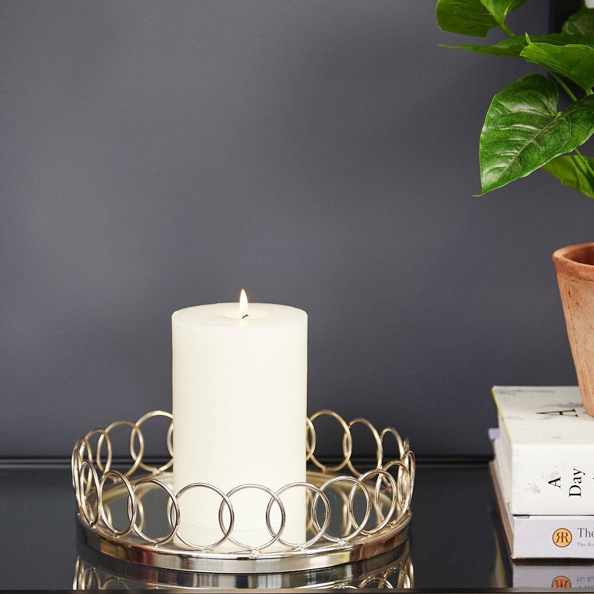 Round Glass Tray - 12 Inch Diameter, Golden And Silver Plated Finish | Multi-functional Serving, Stylish Decoration For Home And Special Occasions