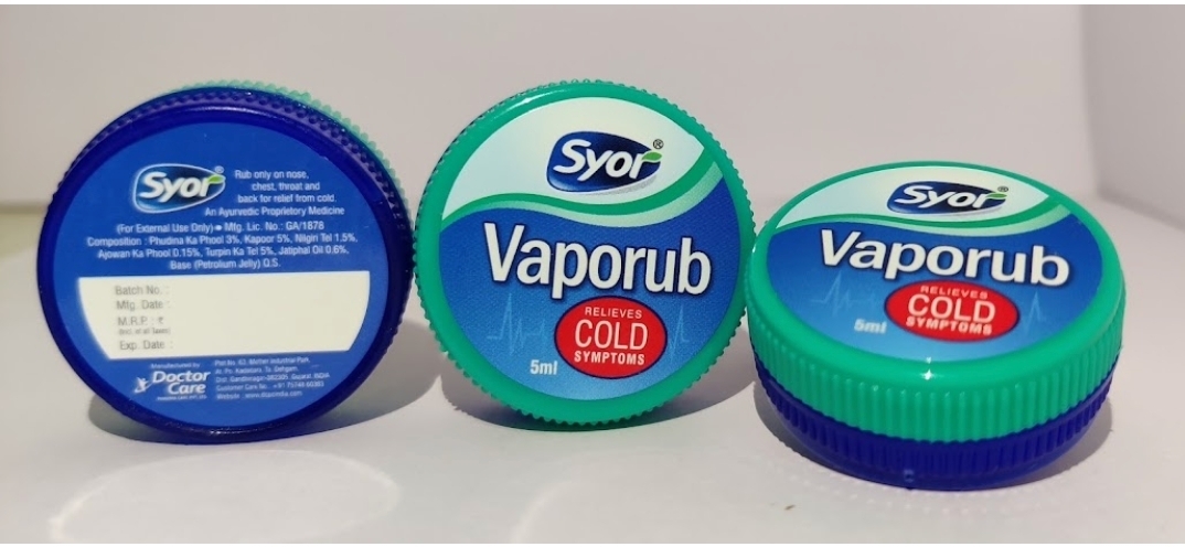 Syor Vaporub - Menthol, Camphor, Eucalyptus Oil | 5ml, Instant Cough And Cold Relief For All Ages, Suitable For Steam Inhalation