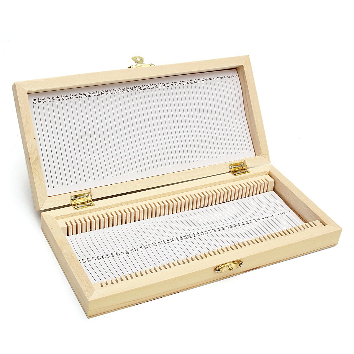 Slide Box - Wood, 10 X 7 X 2 Inches | Natural Finish, Hinge & Latch Closure For 100 Slides