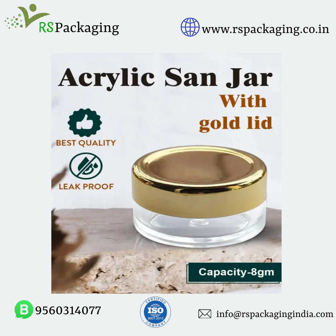 8 Gm San Jar - Transparent Rigid Acrylic Material, 2 Inches Diameter | Ideal For Facial Creams, Thick-walled Luxury Packaging