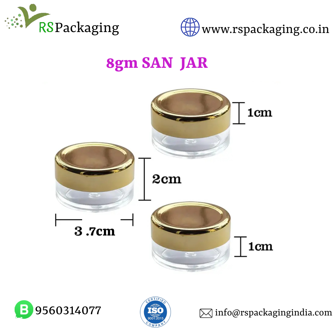 8 Gm San Jar - Transparent Rigid Acrylic Material, 2 Inches Diameter | Ideal For Facial Creams, Thick-walled Luxury Packaging