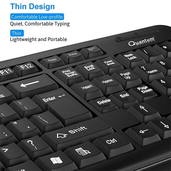 Quantum Keyboard - Abs Plastic, 445x140x25mm | Usb Interface, 10 Million Keystroke Life, Standard 104 Keys, 1.8m Cable Length, 600g Weight