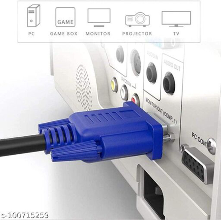 Vga Cable 1.3m Hd15 Pin Male To Male - Durable Pvc, Blue | Easy Connection, Thumbscrews, Supports Vga, Svga, Xga Resolutions, Shielded