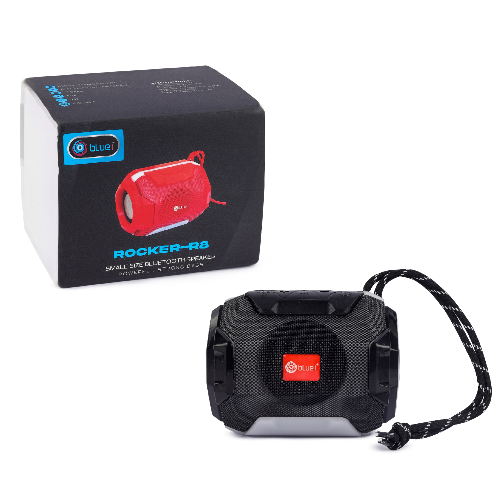 Black Bluei Rocker R8 5w Power Output Multi Connectivity Heavy Bass Portable Bluetooth Speaker With Tws Function