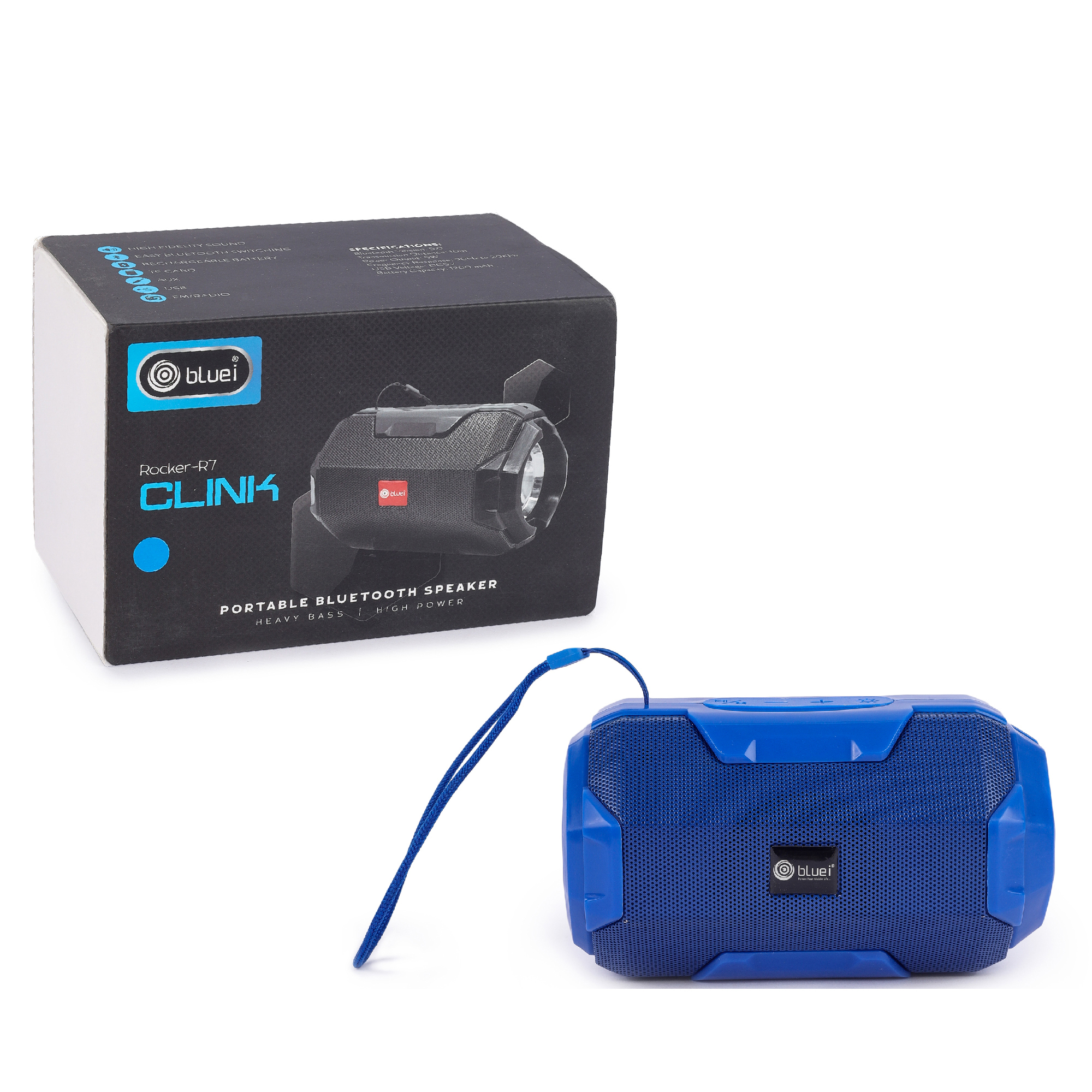 Bluei Rocker R7 Clink - 5w Portable Bluetooth Speaker With Rgb Lights, Heavy Bass, Multi Connectivity, Fm Radio, Sd Card Support
