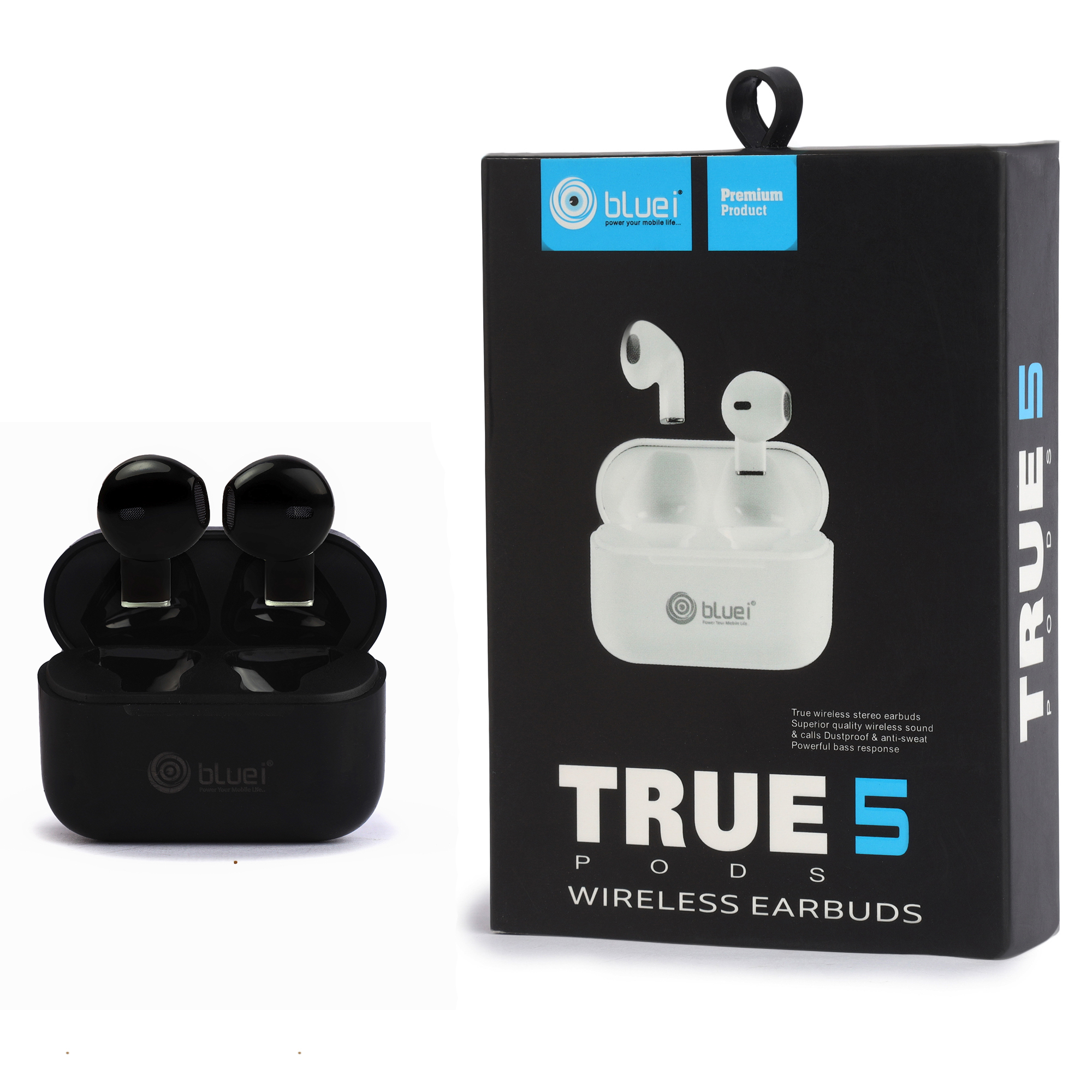 Bluei Truepods 5 Bluetooth Version 5.0v Lightweight Noise Cancellation Wireless Bluetooth Earbuds