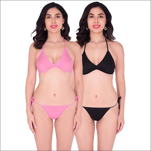 Ladies Bikini Set - Cotton Fabric, Standard Sizes Available In Various Colors | Comfortable, Breathable, Stylish Design
