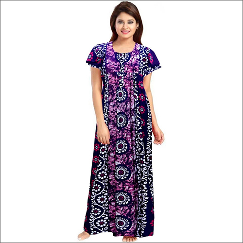 Ladies Procian Cotton Print Nighty - Cotton Material, Customized Size, Available In Different Colors - Washed Technique For Soft Comfort
